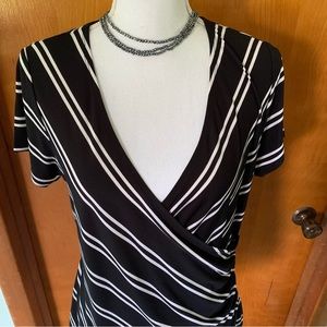 Susan graver striped faux wrap top